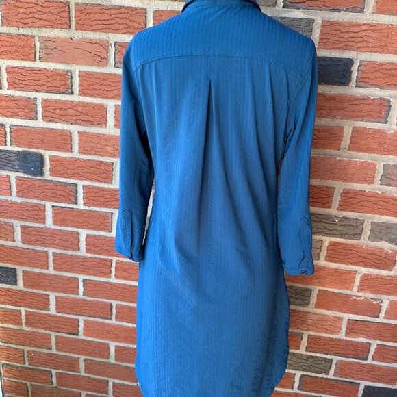 Title Nine Blue Pullover Dress w Roll-up Sleeves - Side & Patch Pockets - Small - Picture 2 of 4